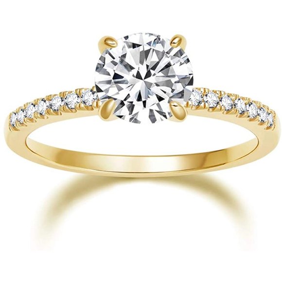 Cubic Zirconia/Stirling Silver Gold Engagement Ring Size 6.5 - Picture 3 of 10